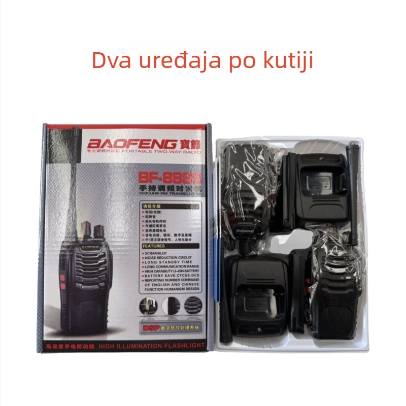 Baofeng BF-888S ručni radio - 400-470 MHz, 5W, 16 kanala, 13000 mAh, anti-smetnje