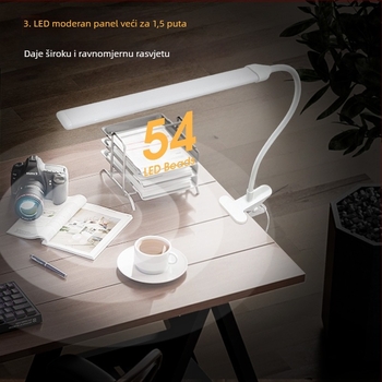 LED klips stolna svjetiljka – zaštita očiju, USB napajanje, dodirni prekidač, klips svjetlo, metalna sjenilica