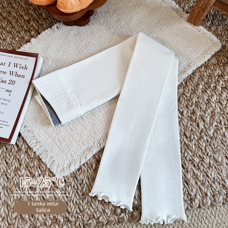 Dječje pamučne tajice s volanim rubom, srednji pojas, dužina 9/10, za djecu 3–8 godina