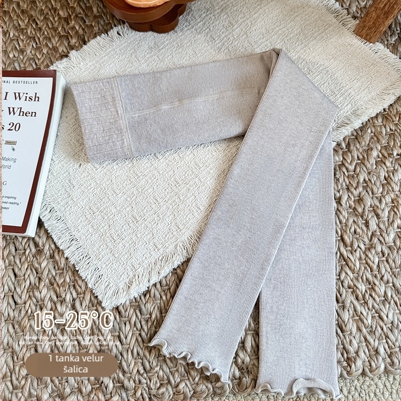 Dječje pamučne tajice s volanim rubom, srednji pojas, dužina 9/10, za djecu 3–8 godina