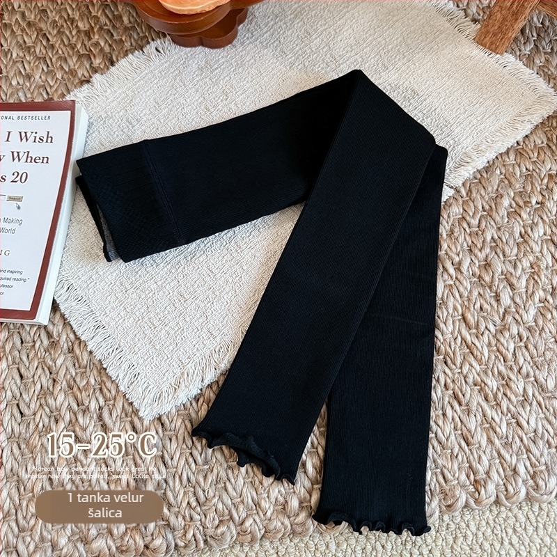 Dječje pamučne tajice s volanim rubom, srednji pojas, dužina 9/10, za djecu 3–8 godina