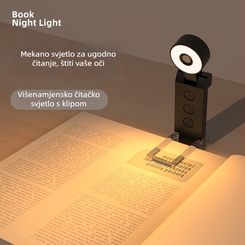 LED lampica za čitanje s klipom za knjigu, Clip-On, 5W, ugrađena baterija, plastično sjenilo, CRI 80-89, CE certifikat