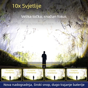 Ručna LED svjetiljka visokog sjaja, za vanjsku upotrebu, punjiva, dugi domet zrake, model AS-328