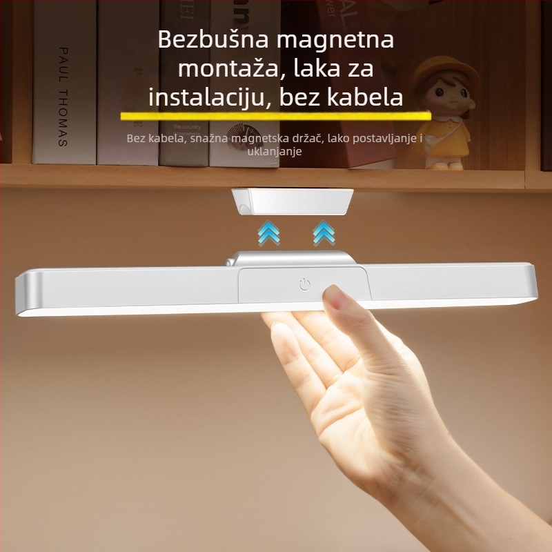 LED stolna lampa s magnetskim zakačivanjem, dodirni upravljač, ugrađena litijska baterija, osvjetljenje za učenje, CRI ≥90, 1–10W, plastično sjenilo