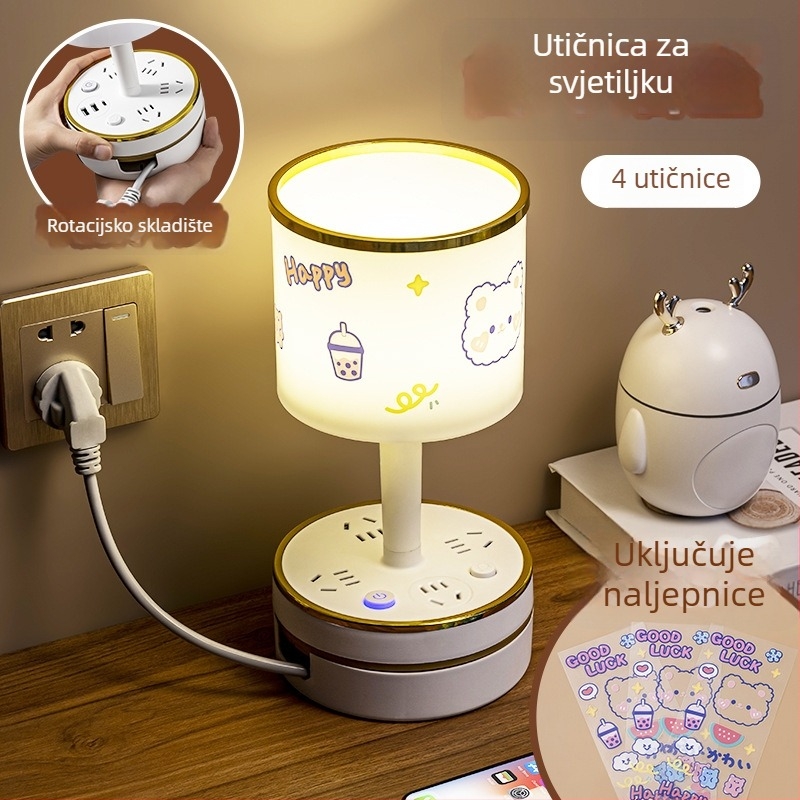 Luksuzna stolna lampa sa utičnicom i USB brzim punjenjem, nježno noćno svjetlo za spavaću sobu