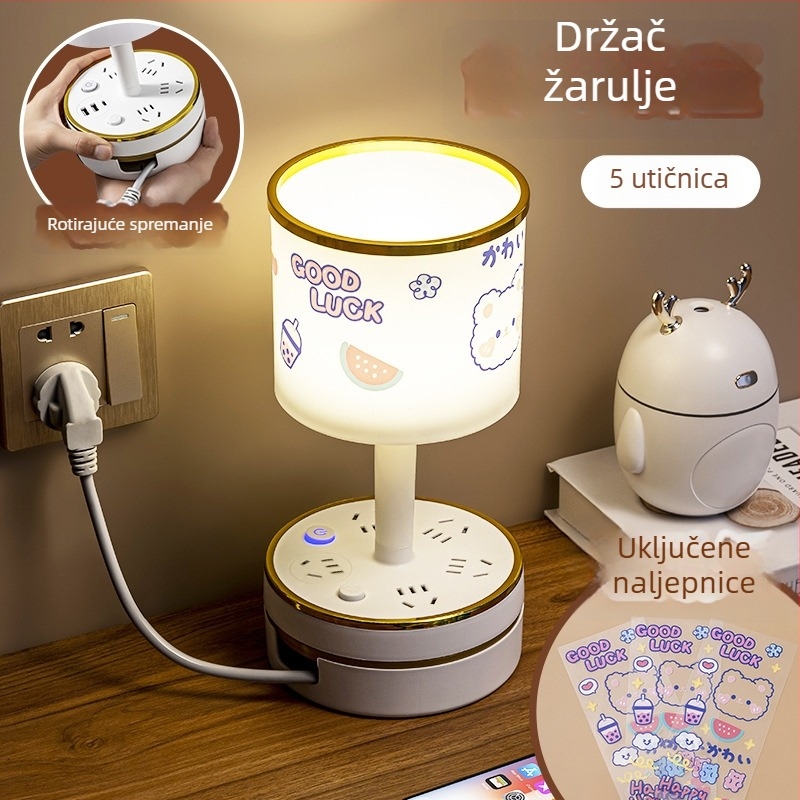Luksuzna stolna lampa sa utičnicom i USB brzim punjenjem, nježno noćno svjetlo za spavaću sobu