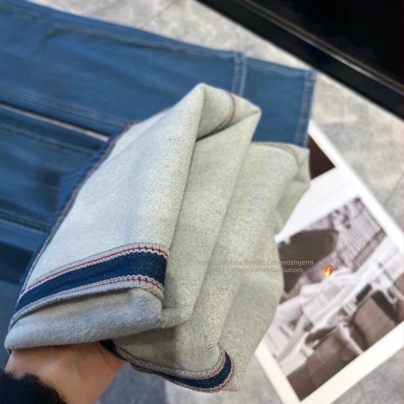 Traperice od denima s flisom, visokim strukom, bootcut kroj, debeli denim, zima 2025