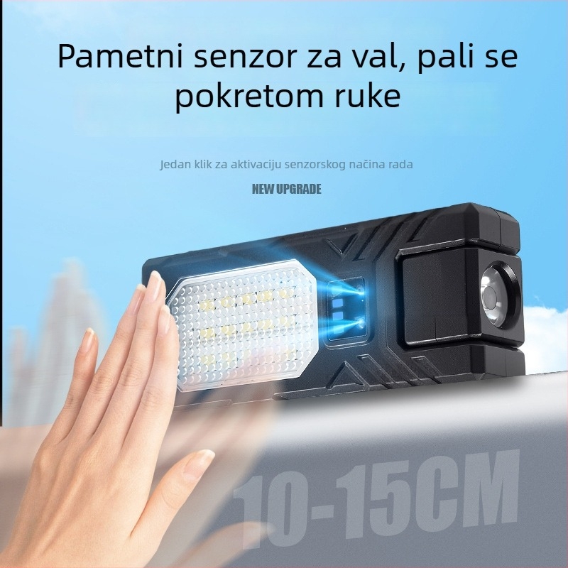 LED čelna lampa sa senzorom, punjiva, 1500mAh baterija, domet zrake 100-200 m, ABS kućište
