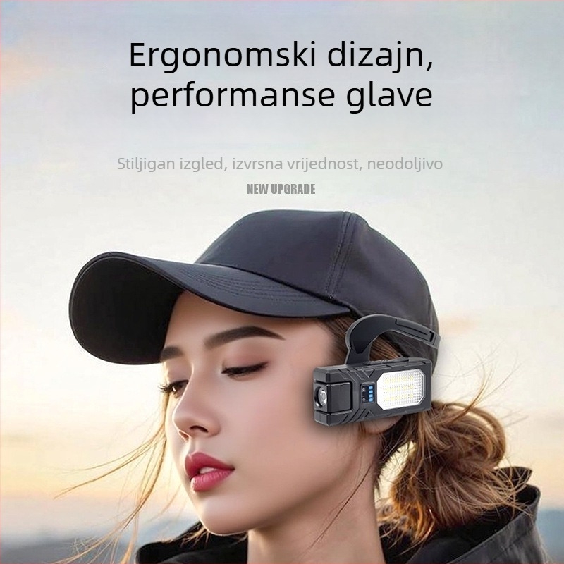 LED čelna lampa sa senzorom, punjiva, 1500mAh baterija, domet zrake 100-200 m, ABS kućište