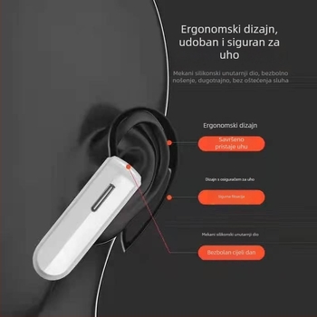 Mini bežični interkom s ušnim kilpama za restorane, 400–480 MHz, 1,5 W, 16 kanala, domet do 3 km, Li-ion baterija 3,7 V