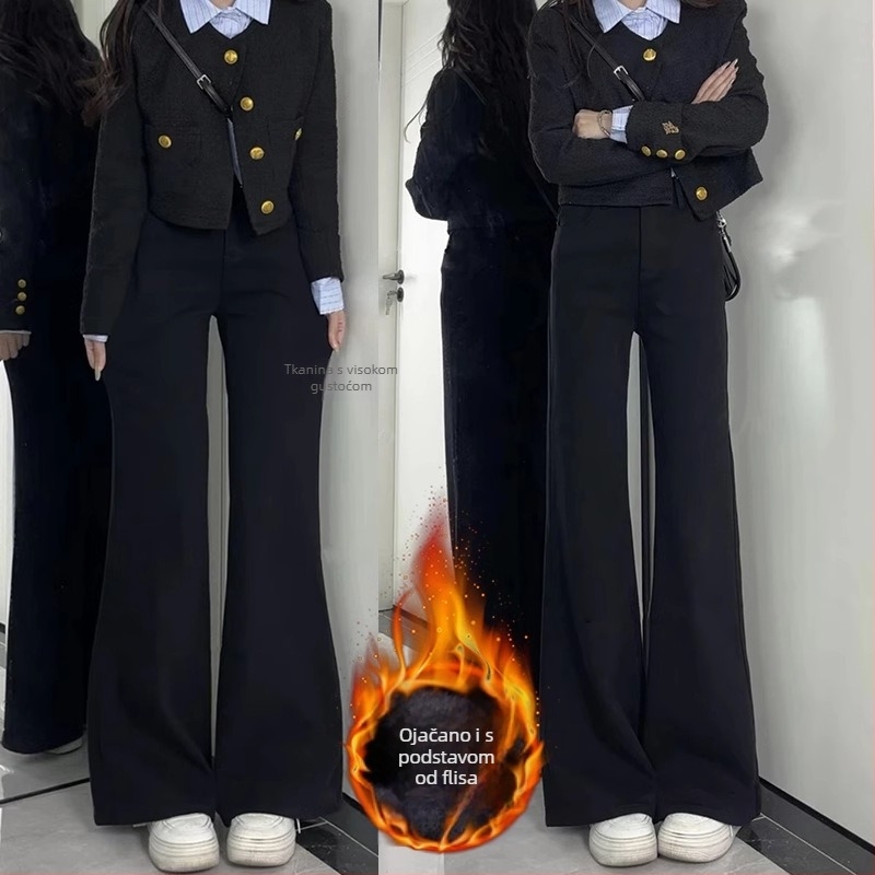 Traperice visokog struka, mikroelastične, blago proširene, denim materijala, zimski model 2024