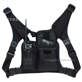 Torba za prsni dio za radio, taktička, od najlona EV kože, bez baterije, raspon frekvencija 1,5–3 km, teorijski domet 10–50 km