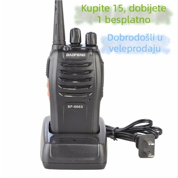 Baofeng BF-666S prijenosni radio, 16 kanala, domet 3-5 km, Li-ion baterija 2800 mAh, otporan na prašinu