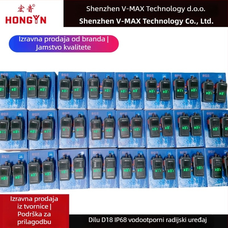 Dilu D18 profesionalni vodootporni dvosmjerni radio IP68, 400–470 MHz, 10 W, 16 kanala, do 50 km dometa, 5800 mAh Li‑ion baterija, 7.4 V