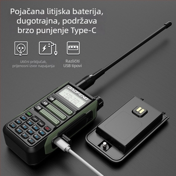 Baofeng BF-UV16 PLUS dvoband vodootporna ručna radio, 128 kanala, izlazna snaga 5W/10W, baterija 8000mAh