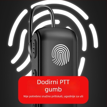 Mini ušni interkom s klipsom za uho, bežični, 400–470 MHz, 2W, 16 kanala, domet do 1,5 km, litij baterija 1000 mAh
