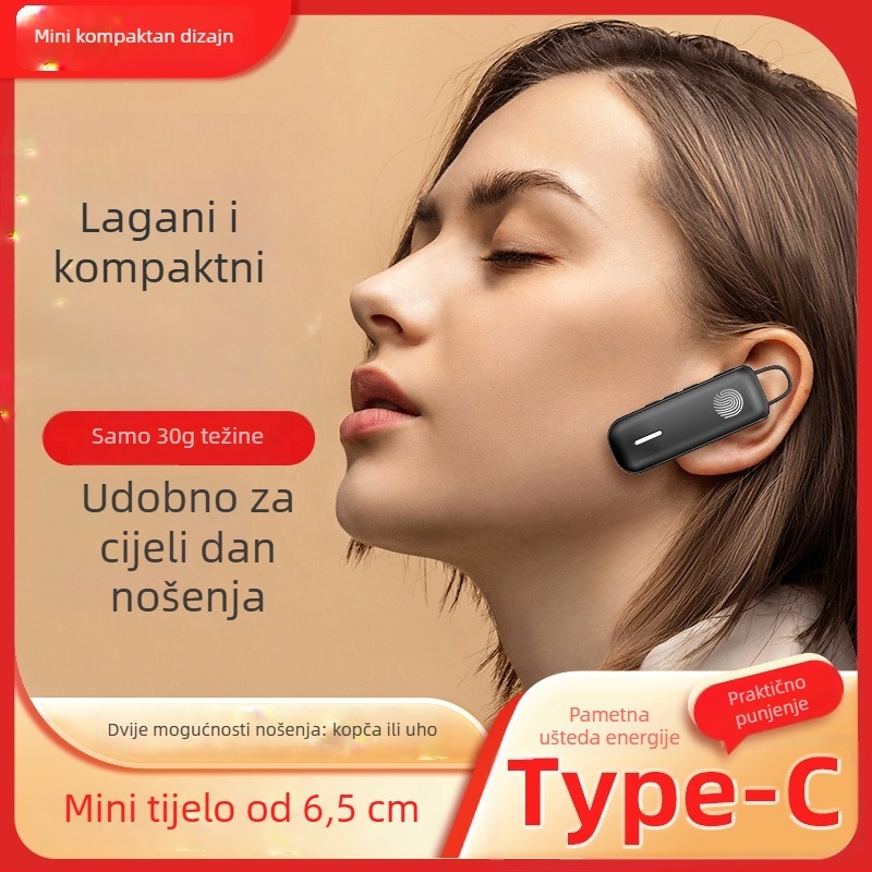 Mini ušni interkom s klipsom za uho, bežični, 400–470 MHz, 2W, 16 kanala, domet do 1,5 km, litij baterija 1000 mAh