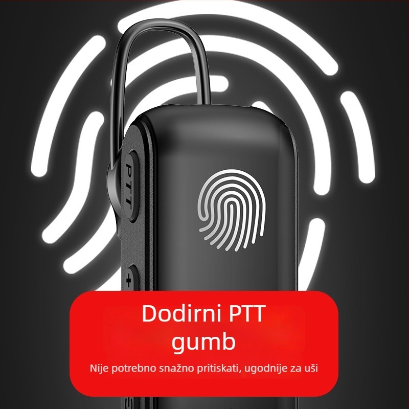 Mini ušni interkom s klipsom za uho, bežični, 400–470 MHz, 2W, 16 kanala, domet do 1,5 km, litij baterija 1000 mAh