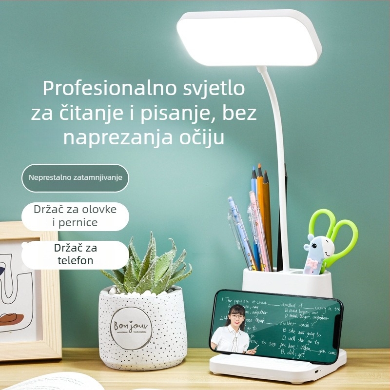 Stolna lampa za učenje s zaštitom vida, dodirni prekidač, ugrađena Li-ion baterija, CRI ≥ 90, rasvjeta klase A