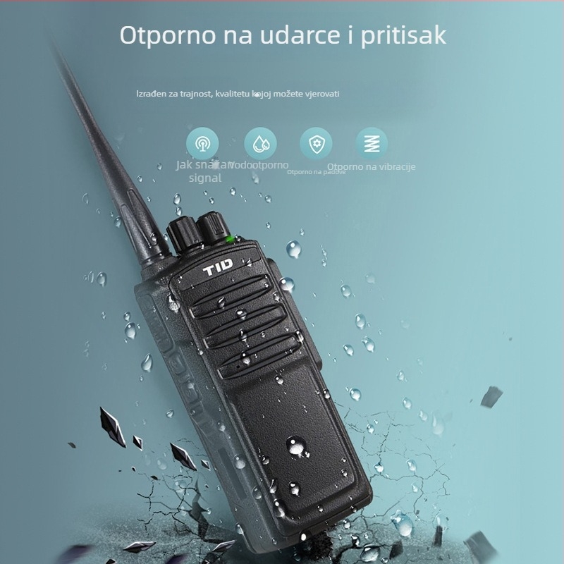 TID profesionalni ručni transceiver – dvopasno 132–170 / 400–470 MHz, 5W, 16 kanala, 7.4V Li-Ion baterija, domet 5–8 km