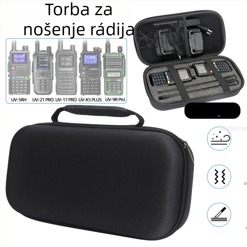 Torba za walkie-talkie Baofeng UV-21 PRO, UV-5RH i UV-9R PRO; otpornost na padove; bez baterije; teoretski domet 1,5–3 km
