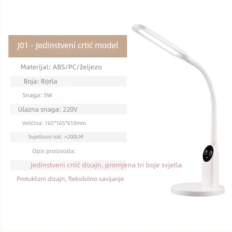 Studentska stolna lampa s zaštitom očiju, CRI ≥90, osvjetljenje klase AA, dodirni prekidač, CE certifikat, 220V