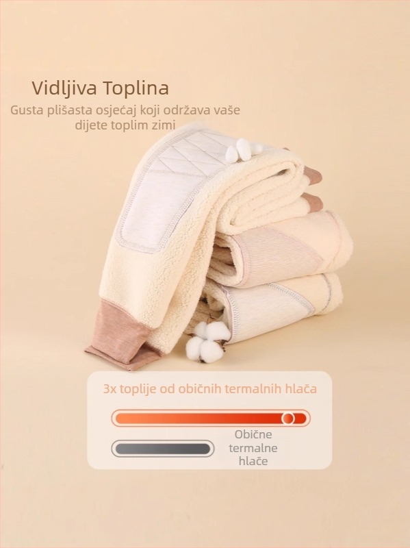 Dječje termo hlače s visokim pojasom, pamuk-poliester materijal, unisex, zima 2025
