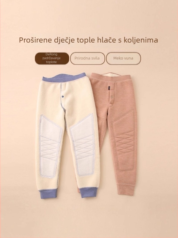 Dječje termo hlače s visokim pojasom, pamuk-poliester materijal, unisex, zima 2025
