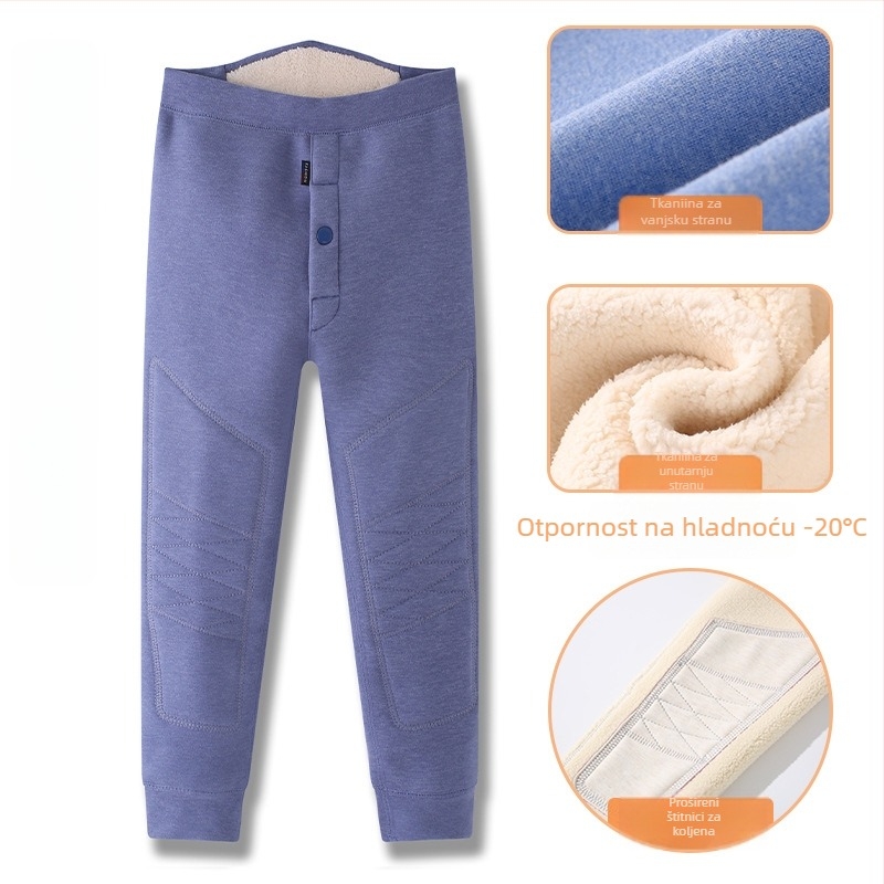 Dječje termo hlače s visokim pojasom, pamuk-poliester materijal, unisex, zima 2025