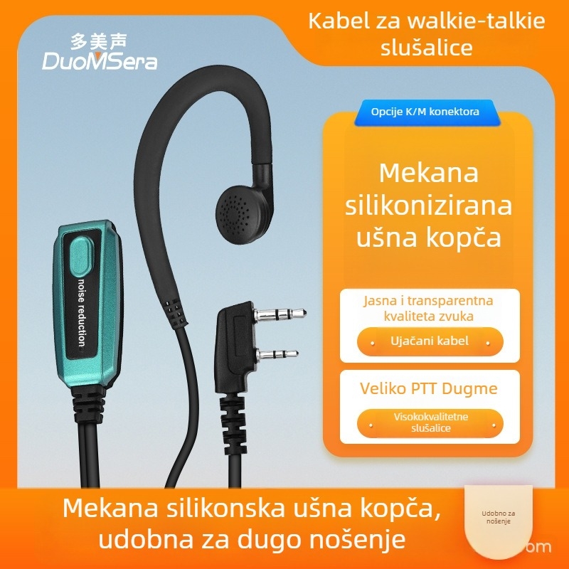 Silikonski kabel za slušalicu Walkie-Talkie — dizajn visi na uho, protuklizni, bez baterije, domet do 1,5 km