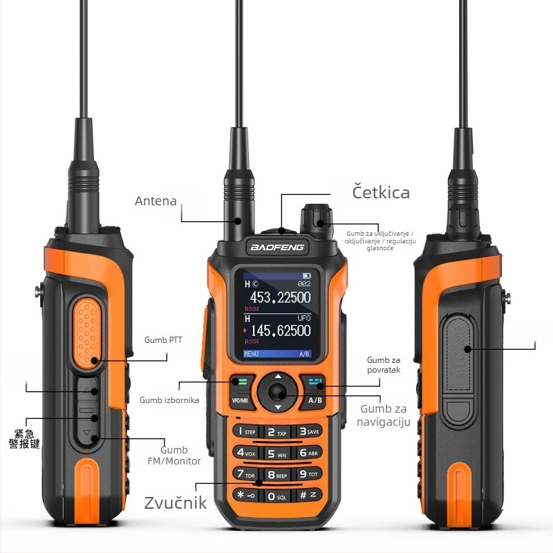 Baofeng UV21PRO UV dvodijelni ručni radio, 5W, 999 kanala, 136-174/400-520 MHz, 2800mAh baterija, s zaslonom