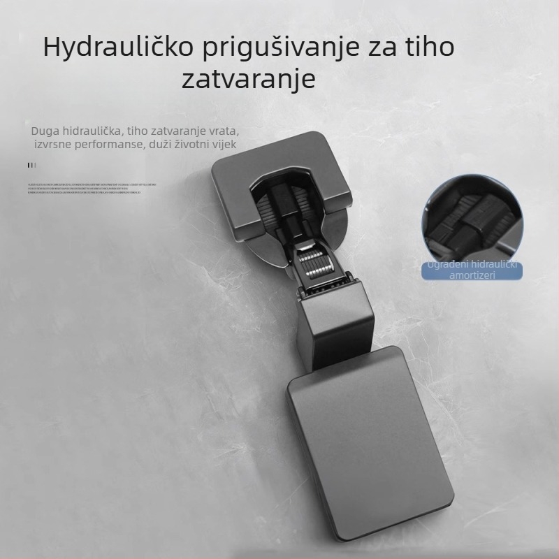 Ultra-tanke šarke za ormarske i garderobne vrata s kratkim rukom, hidrauličko tlumenje, ugrađene i podesive; Materijal: hladno valjani čelik; Premaz: elektrogalvaniziranje