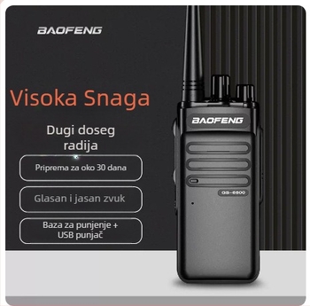 Baofeng BF-6600 profesionalni ručni radio, 400-470 MHz, 5W, 16 kanala, 7.4V, trajanje baterije 180 minuta