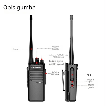 Baofeng BF-6600 profesionalni ručni radio, 400-470 MHz, 5W, 16 kanala, 7.4V, trajanje baterije 180 minuta