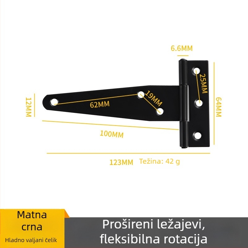 Panta u obliku T za vrata i ograde, željezna, otisnuta, šifra proizvoda 271