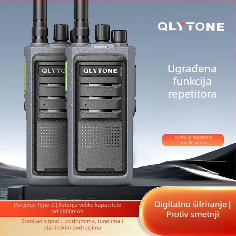 Lu Yitong Visokoučinkoviti relejni interkom – Kompletan uređaj; raspon frekvencija 400–480 MHz; izlazna snaga 10 W; 16 kanala; domet 10–50 km; litij baterija 8800 mAh