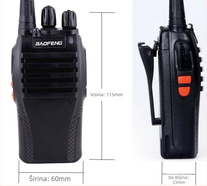 Baofeng BF-999S prijenosni radio, kompletna jedinica, 400-470 MHz, 5 W, 16 kanala