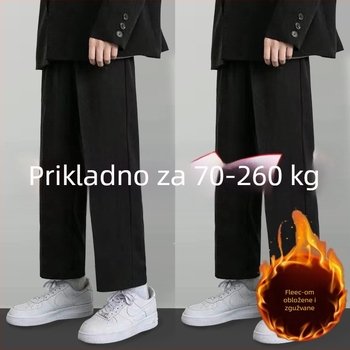 Muške hlače ravnog kroja od corduroy s lanenim materijalom, zima 2025, poslovni formalni stil