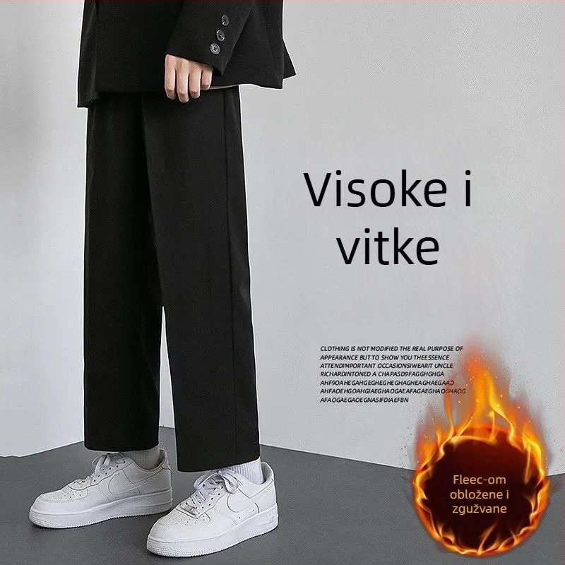 Muške hlače ravnog kroja od corduroy s lanenim materijalom, zima 2025, poslovni formalni stil