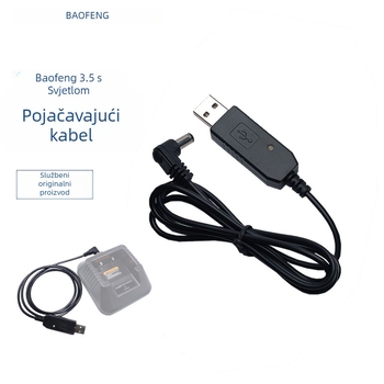 Baofeng UV5R USB kabel za punjenje, 3,5 mm priključak, protuklizna površina, bez baterija, teorijski domet 1,5–3 km