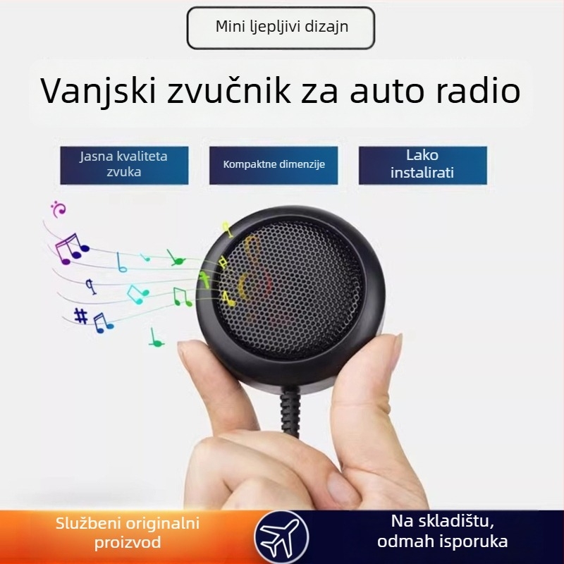 Vanjski mini zvučnik za automobilni radio, ljepilo-montaža, protiv smetnji, bez baterija, univerzalna kompatibilnost