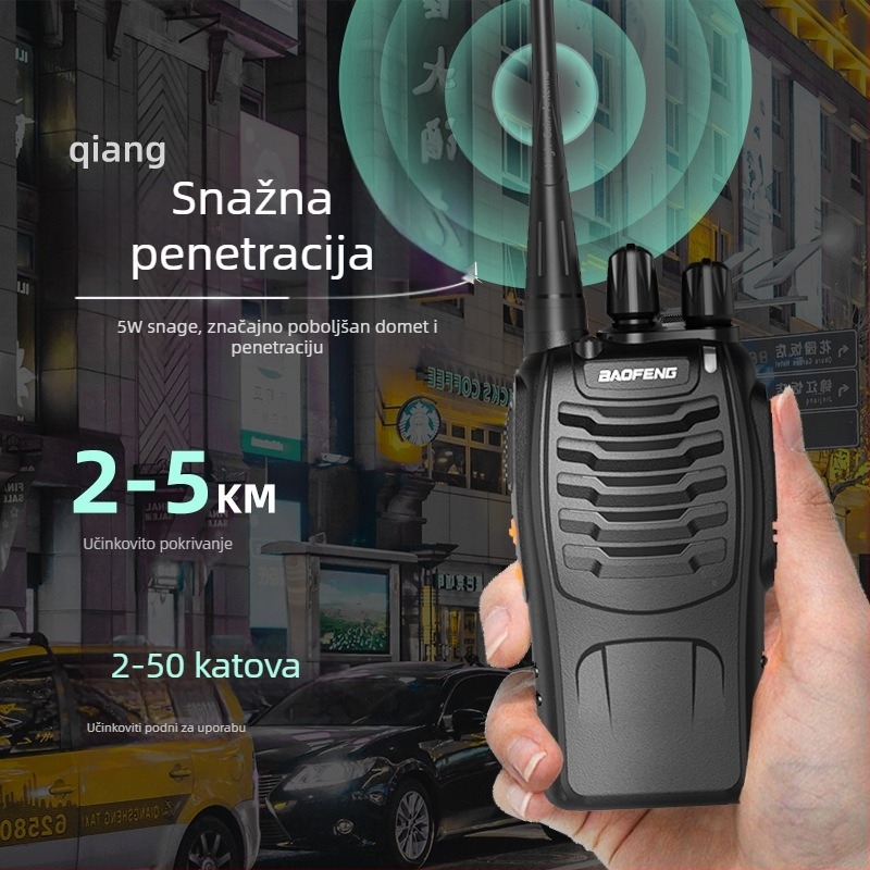 Baofeng BF-888S ručna radio stanica, 400-470 MHz, 5W, 16 kanala, domet 1,5–3 km, LiPo baterija