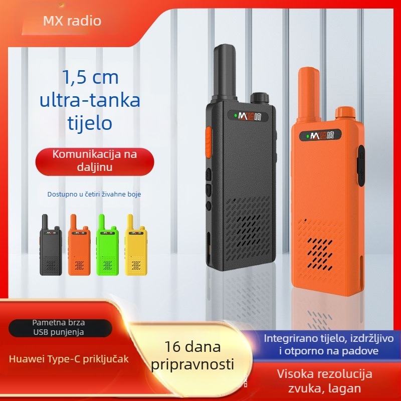 Profesionalni ručni radio i9: 400-470 MHz, 5 W, 16 kanala, litijska baterija