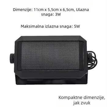 Vanjski zvučnik za automobilsku radiostanicu i walkie-talkie, 8 Ω, 5 W, univerzalna kompatibilnost, otporan na pad