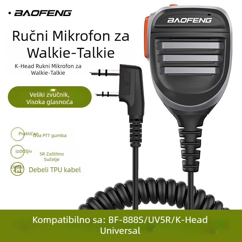 Dvobutonski ručni/rameni mikrofon za Baofeng 5R/5RH/5RM i Quansheng K5K6