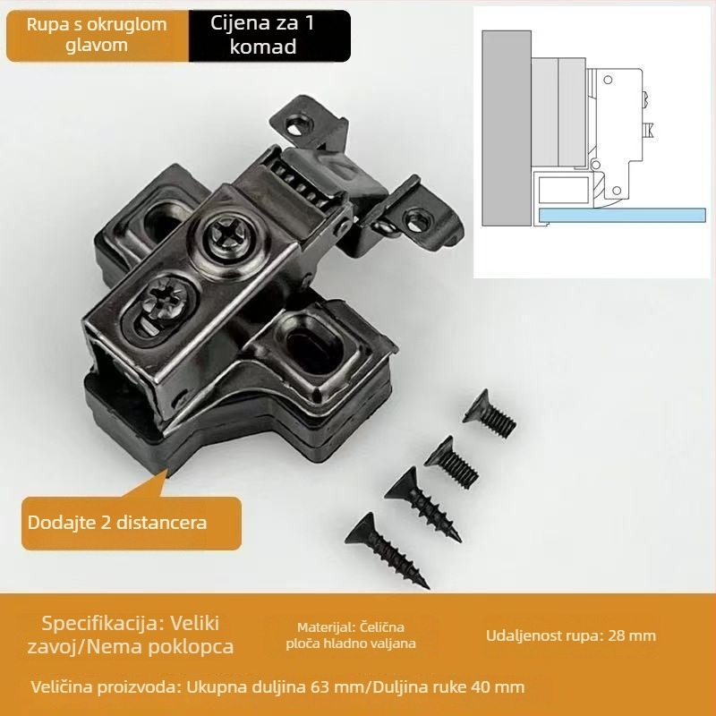 Šarka za vratima ormara – željezna, elektroplatirana, debljina 1 mm, Lingzhi marka