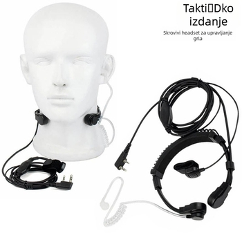 Teleskopsko PTT slušalicu s mikrofonom za grlo, univerzalni K-head priključak, otporna na prašinu, kabel 100 cm, kompatibilna s Baofeng 5R
