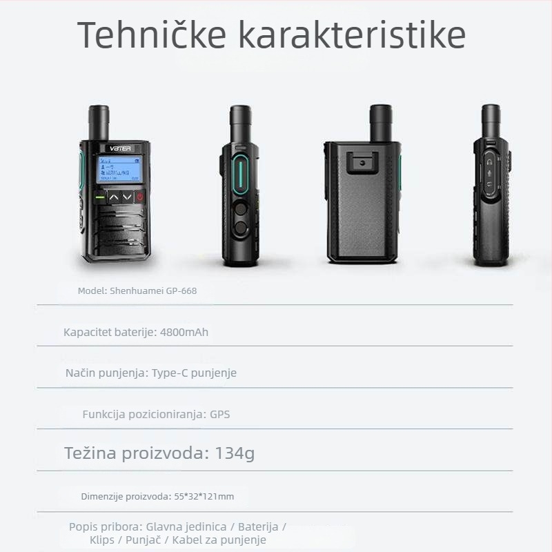 GP668 ručni radio, 4G mreža, domet preko 50 km, 16 kanala, baterija 4800 mAh