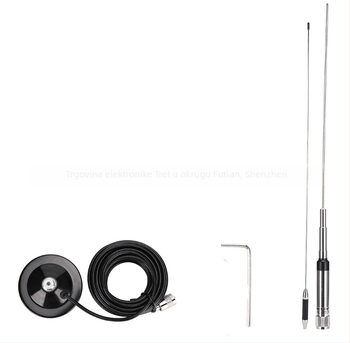 NL-770R automobilna antena s vakuum držačem, 5 m kabel i 4 adaptera, UV dvodijelna antena