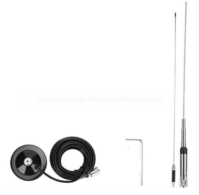 NL-770R automobilna antena s vakuum držačem, 5 m kabel i 4 adaptera, UV dvodijelna antena